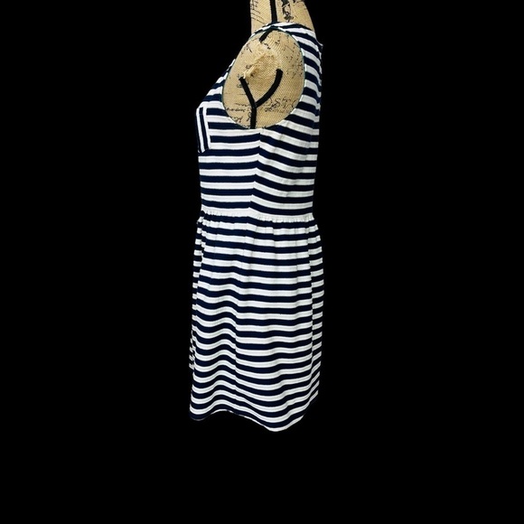 Maison Jules Textured Keyhole Back Striped Fit and Flare Dress - Picture 5 of 14